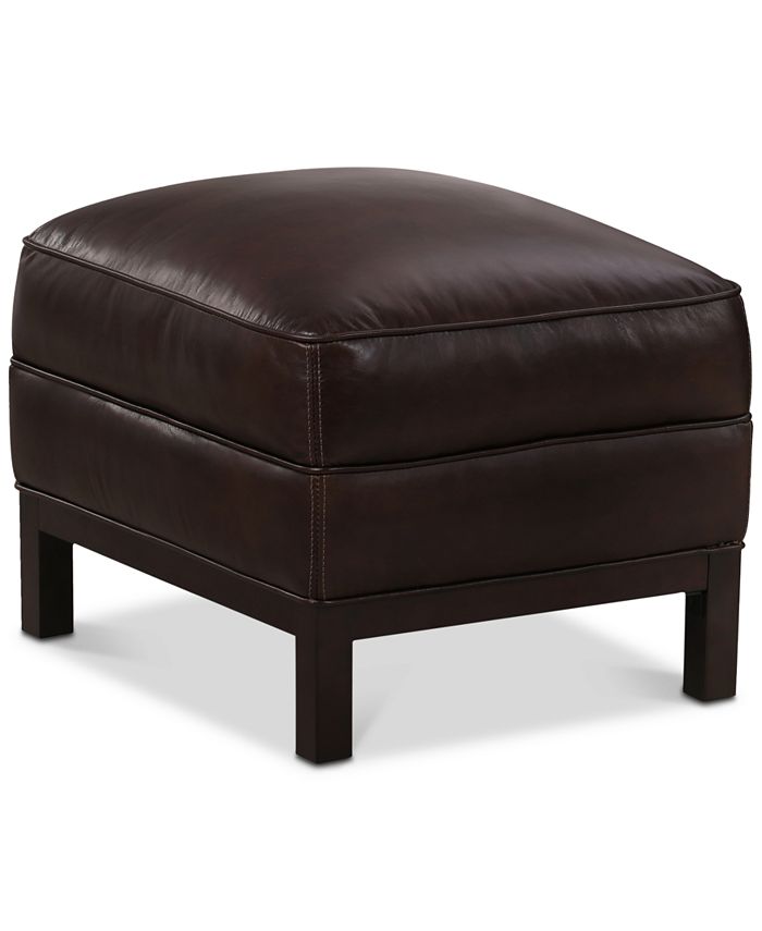 Furniture CLOSEOUT! Benita Leather Ottoman, Created For Macy's Macy's