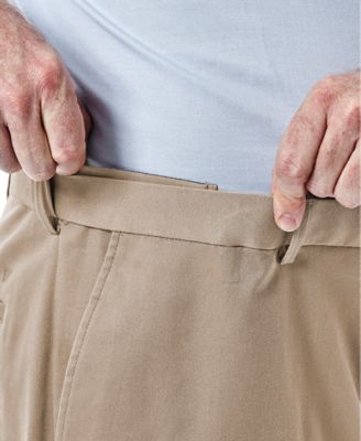 Men's Big & Tall Premium No Iron Khaki Classic Fit Flat Front Hidden Expandable Waistband Pants