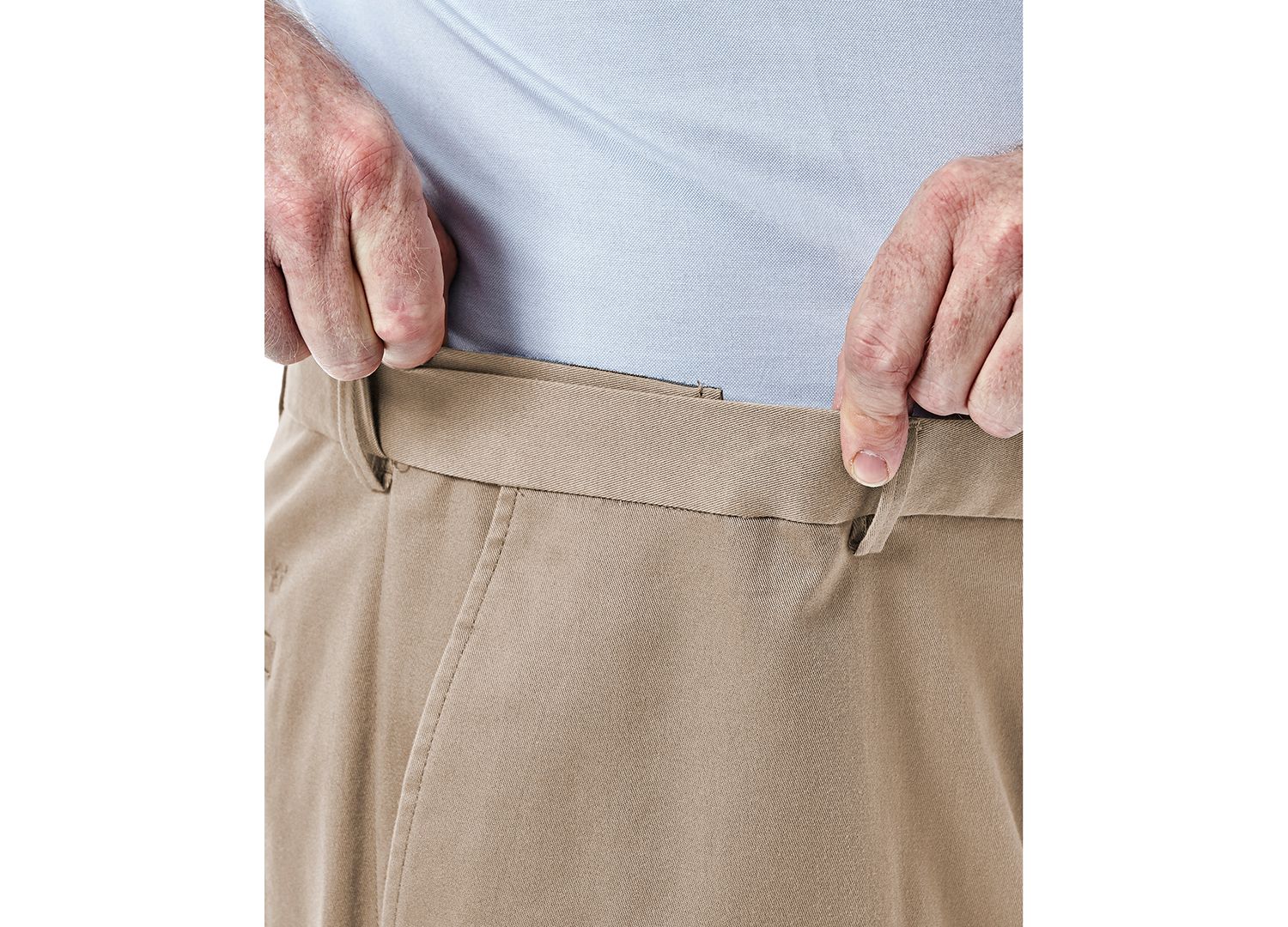 Men's Big & Tall Premium No Iron Khaki Classic Fit Flat Front Hidden Expandable Waistband Pants