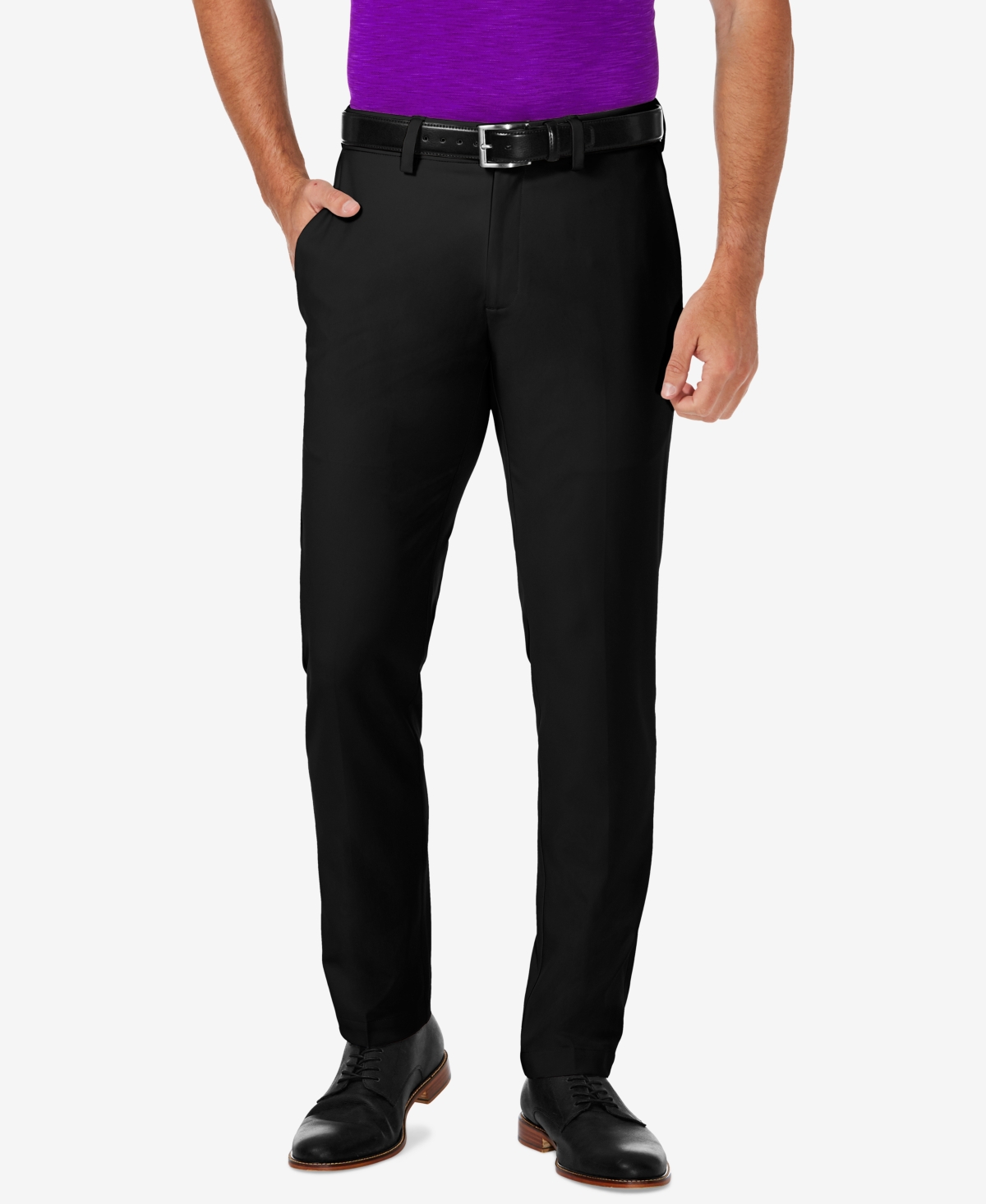 Men's Cool 18 Pro Slim-Fit Flat Front Stretch Dress Pants - Black