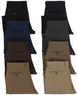 Men's Eclo Stria Classic Fit Flat Front Hidden Expandable Dress Pants