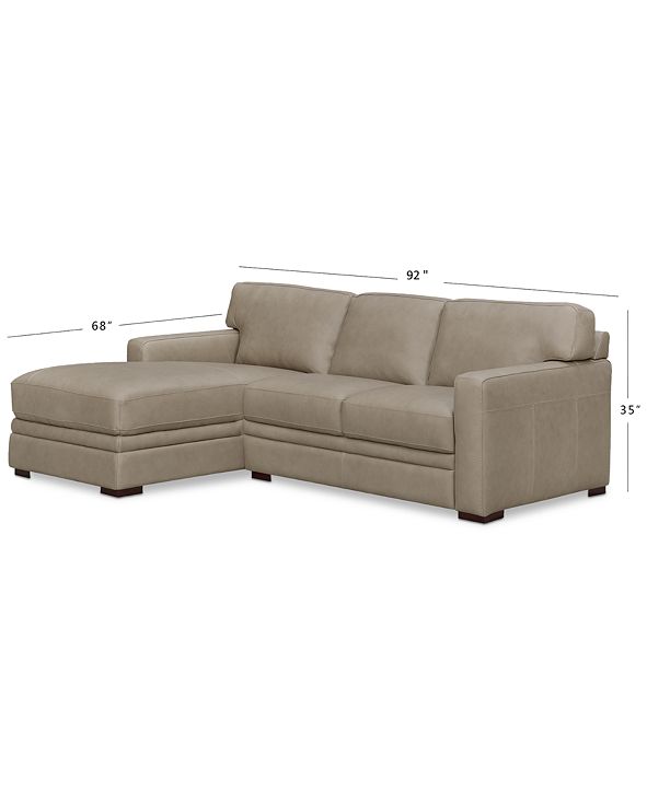 Furniture Avenell 2Pc. Leather Sectional with Chaise, Created for Macy