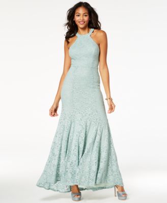 B Darlin Juniors' Glitter Lace Strap-Detailed Gown, Created For Macy's ...