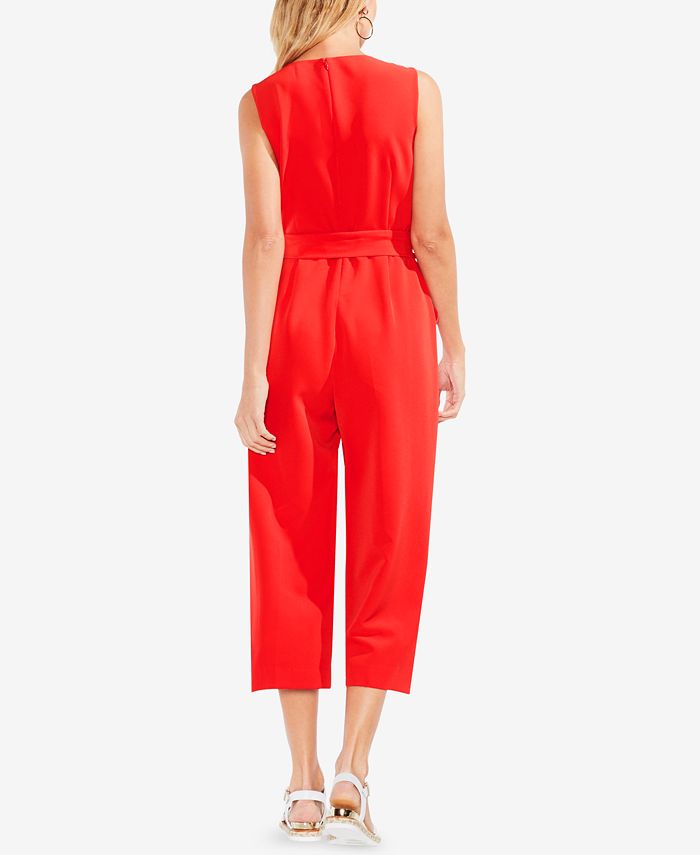 Vince Camuto Sleeveless Belted Wide-Leg Jumpsuit - Macy's
