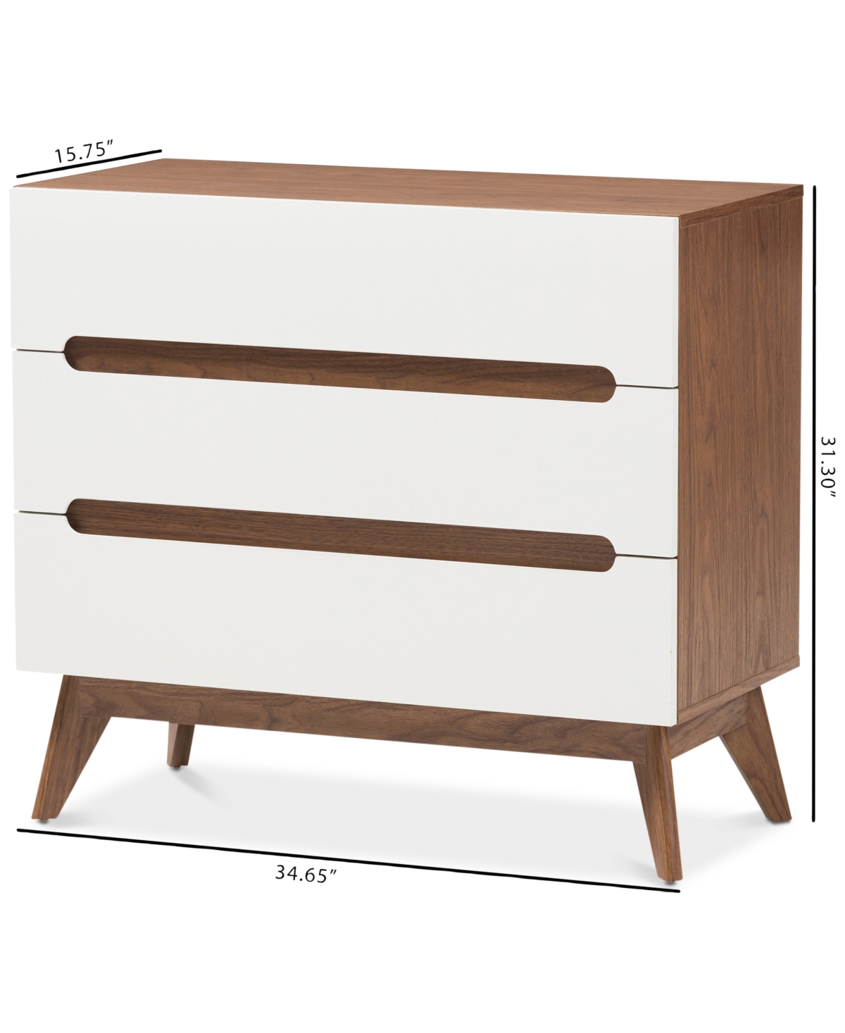 Macy's Calypso 3-drawer Chest In White,walnut