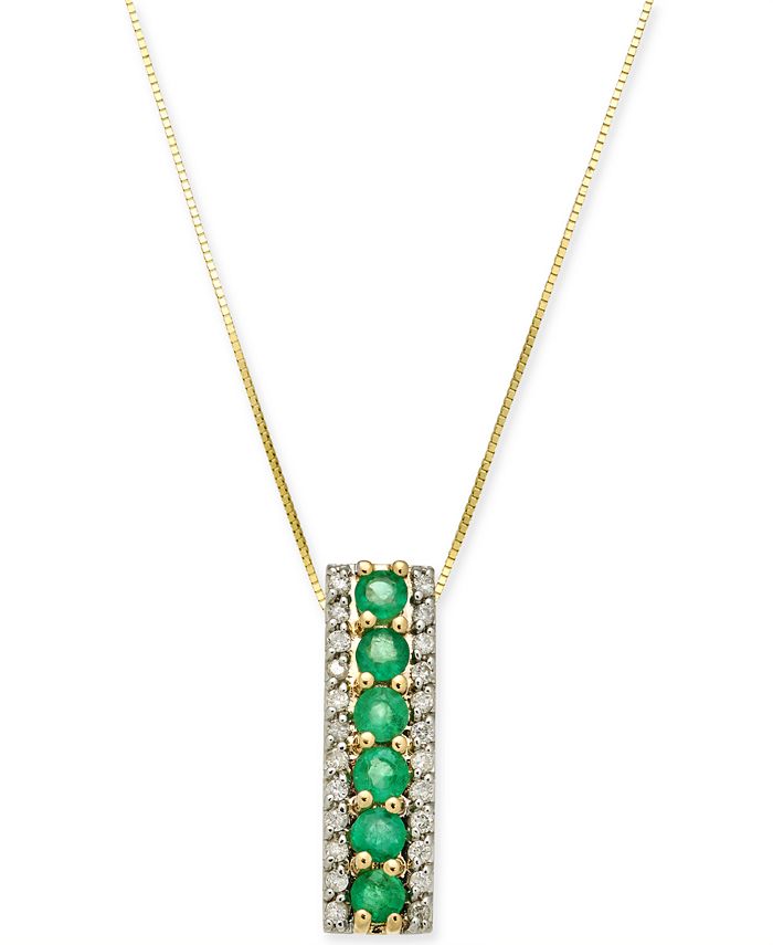 Macy s Emerald 3 4 ct. t.w. Diamond 1 4 ct. t.w. 18