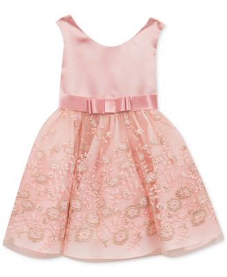 Rare Editions Little Girls Satin & Embroidery Dress - Macy's
