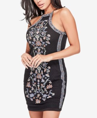 GUESS - Embroidered Mesh-Overlay Bodycon Dress
