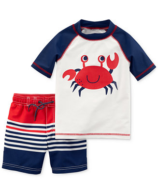 Carter's 2-Pc. Crab-Print Swimsuit, Baby Boys & Reviews - Swimwear - Kids -  Macy's