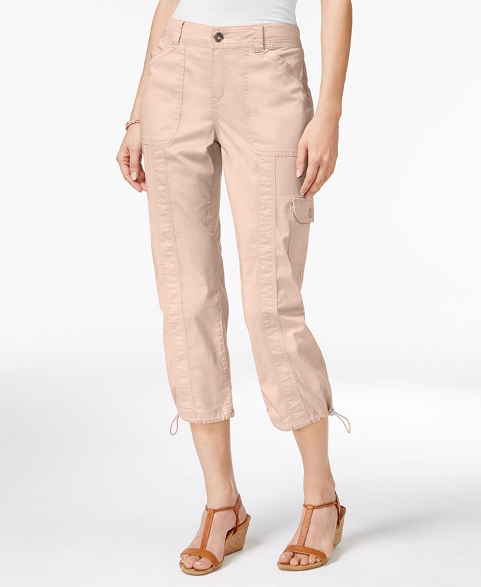 Style & Co Petite Bungee-Hem Cargo Capri Pants, Created for Macy's