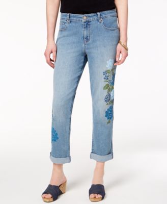 Style & Co - Petite Printed Curvy-Fit Boyfriend Jeans, Light Blue Wash