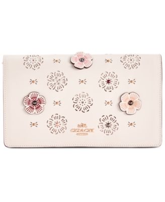 COACH - Foldover Small Crossbody Clutch with Cut Out Tea Rose Appliqu&eacute;
