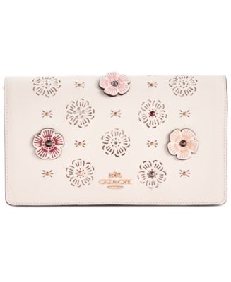 COACH Foldover Small Crossbody Clutch with Cut Out Tea Rose