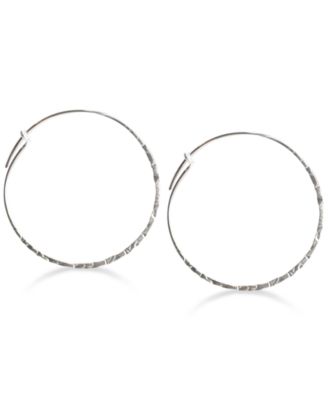 Jody Coyote - Textured Wire Hoop Earrings in Sterling Silver