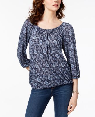 Michael Kors Paisley-Print Peasant Top, Regular & Petite - Macy's