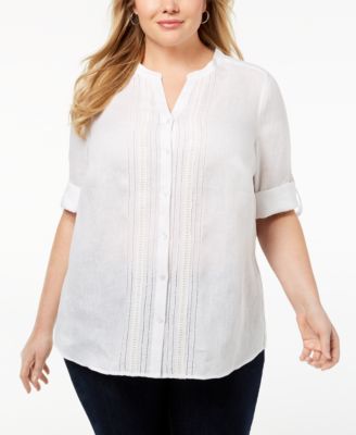 macys plus size white blouses