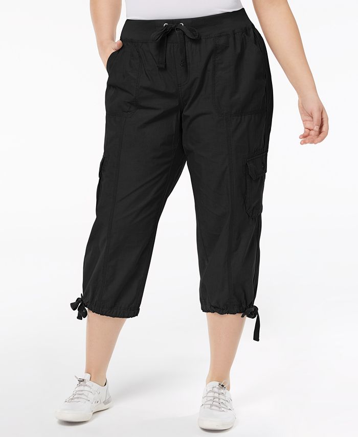 Calvin Klein Tie-Waist Cropped Cargo Pants - Macy's
