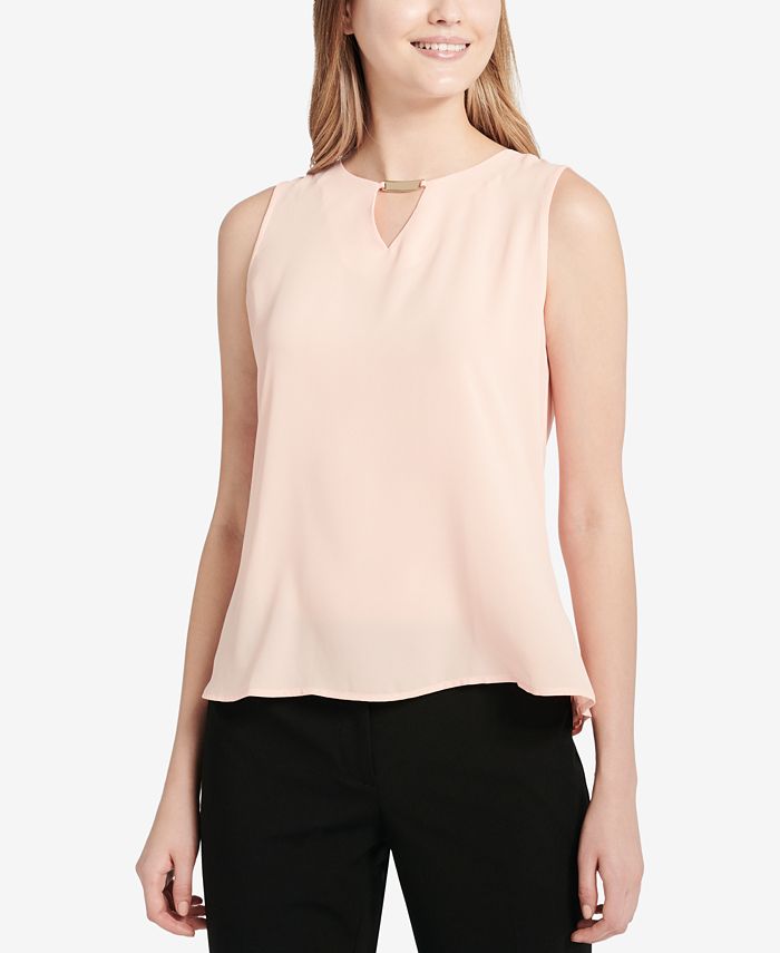Calvin Klein Pleated-Back Top & Reviews - Tops - Women - Macy's