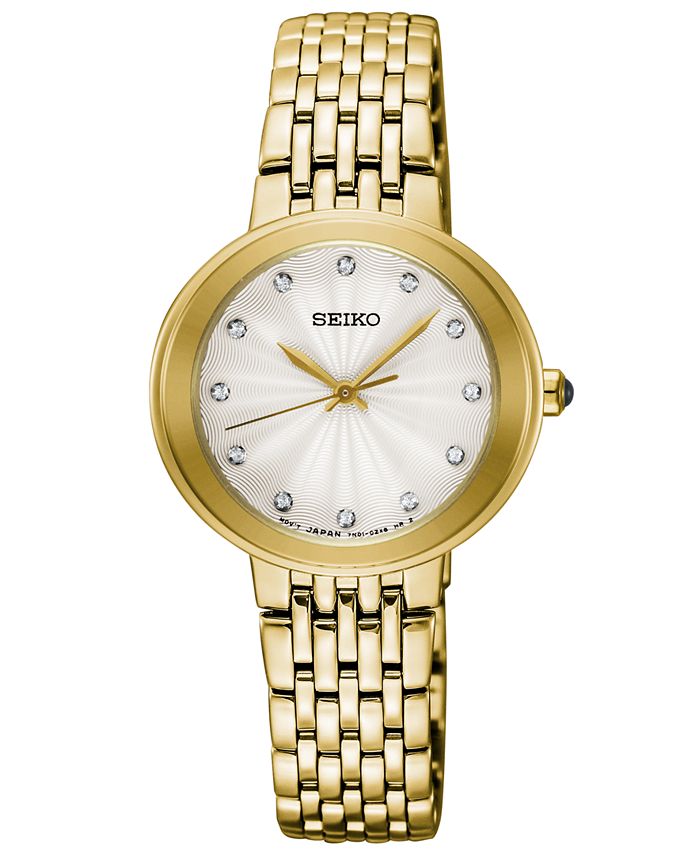 Seiko Women's Crystal Gold-Tone Stainless Steel Bracelet Watch ,  Created for Macy's & Reviews - All Watches - Jewelry & Watches - Macy's