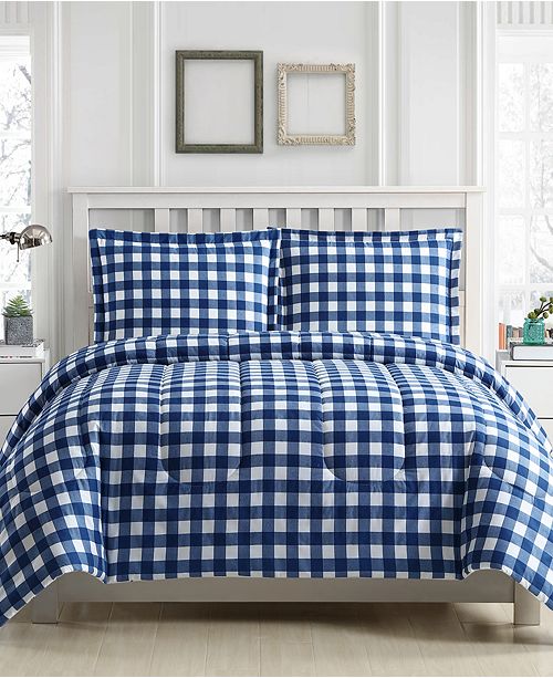 Ellison First Asia Gingham 3 Pc Reversible Comforter Sets