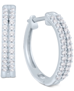 image of Diamond Two-Row Hoop Earrings (1/2 ct. t.w.) in 14k Gold or White Gold