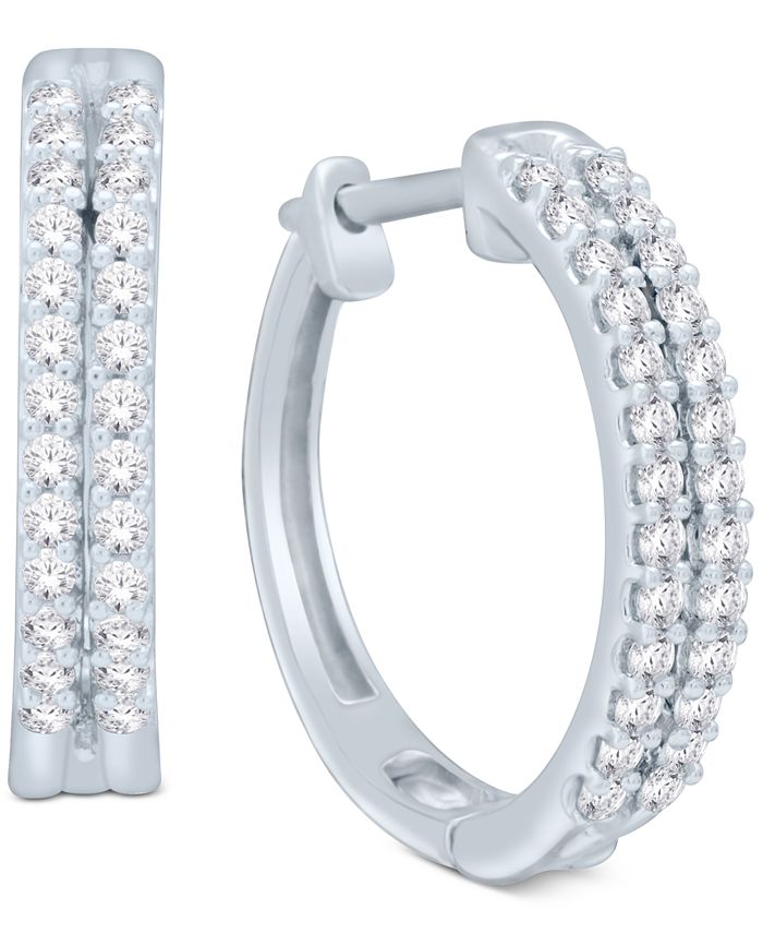 Macy s Diamond Two Row Hoop Earrings 1 2 ct. t.w. in 14k Gold or