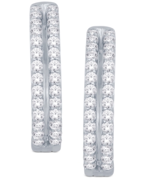image of Diamond Two-Row Hoop Earrings (1 ct. t.w.) in 14k Gold or White Gold