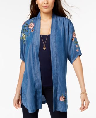 Style & Co - Chambray Embroidered Kimono