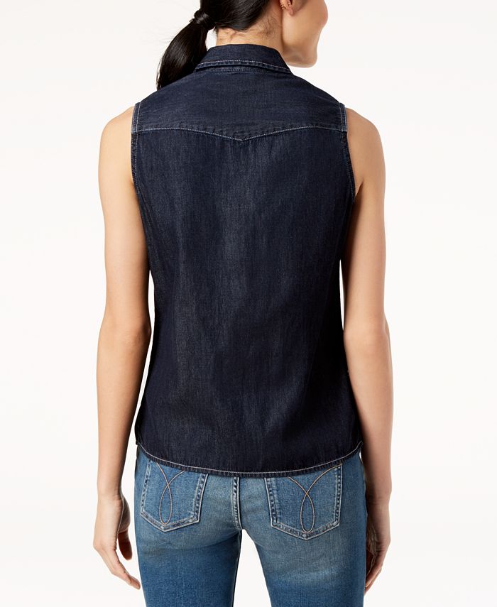 Calvin Klein Jeans Cotton Sleeveless Western Shirt - Macy's