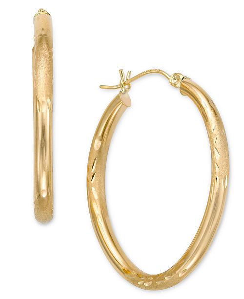 Macy's 10k Gold Oval Hoop Earrings & Reviews - Earrings - Jewelry ...