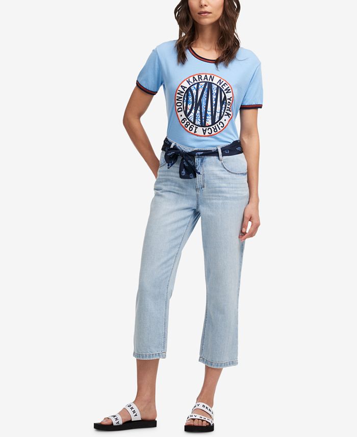 DKNY ScarfBelt Cropped Boyfriend Jeans Macy's