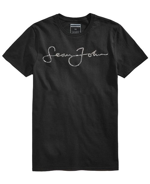 Sean John Men S Signature Script Rhinestone Logo T Shirt Created For Macy S Reviews T Shirts Men Macy S