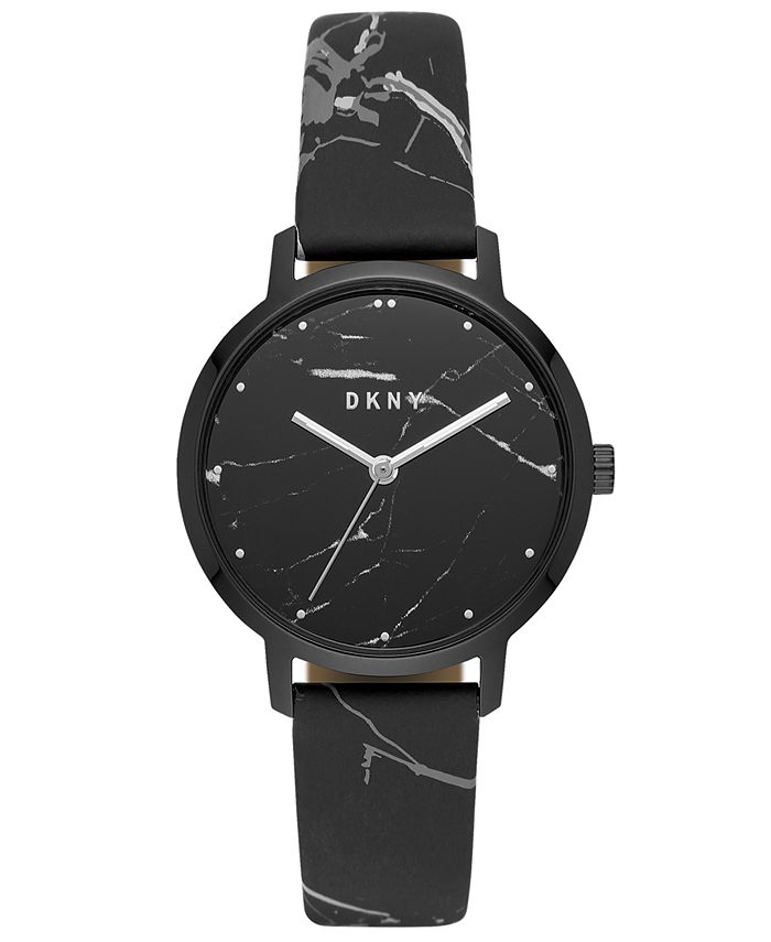 DKNY Women s Modernist Black White Leather Strap Watch 36mm