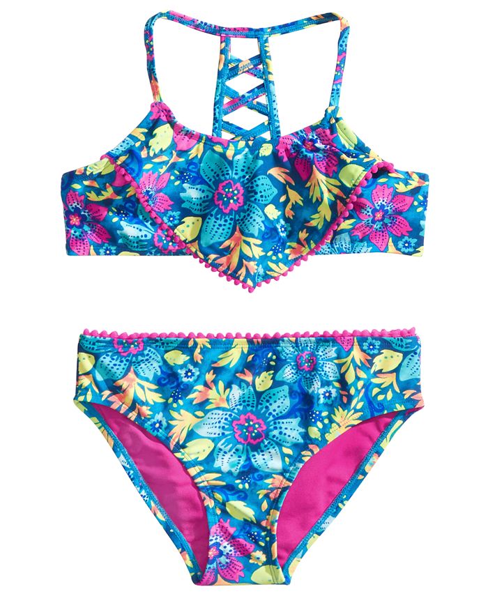 Breaking Waves 2-Pc. Floral-Print Bikini, Little Girls & Big Girls - Macy's