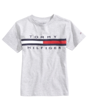 Shop Tommy Hilfiger Little Boys Graphic-print Cotton T-shirt In Grey Heather