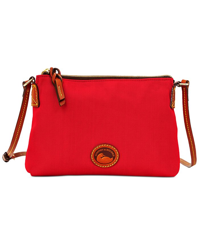 Dooney & Bourke Red Nylon and Leather Crossbody Purse Bag with Duck Logo