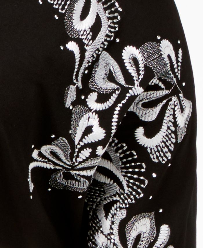 JM Collection Embroidered Studded Top, Created for Macy's - Macy's