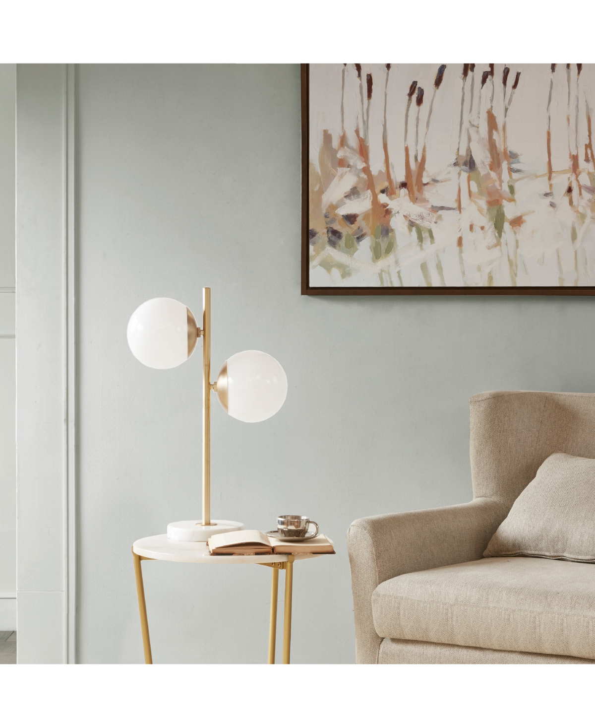 Shop Ink+ivy Holloway Table Lamp In White,gold