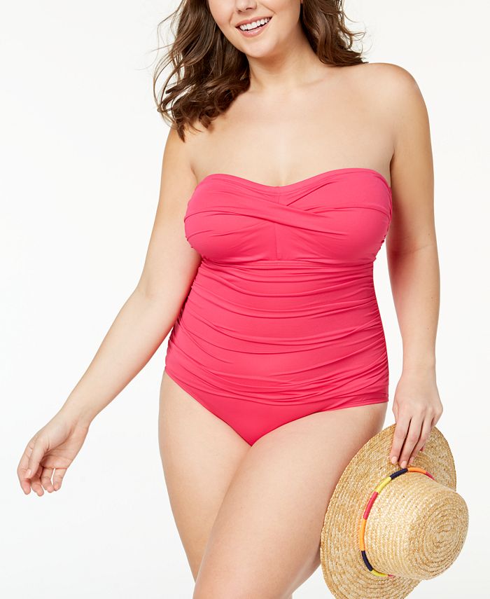 Lauren Ralph Lauren Plus Size Beach Club Underwire Bandeau Slimming Fit One Piece Swimsuit Macys 7361