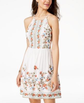 City Studios Juniors' Embroidered Fit & Flare Dress - Macy's