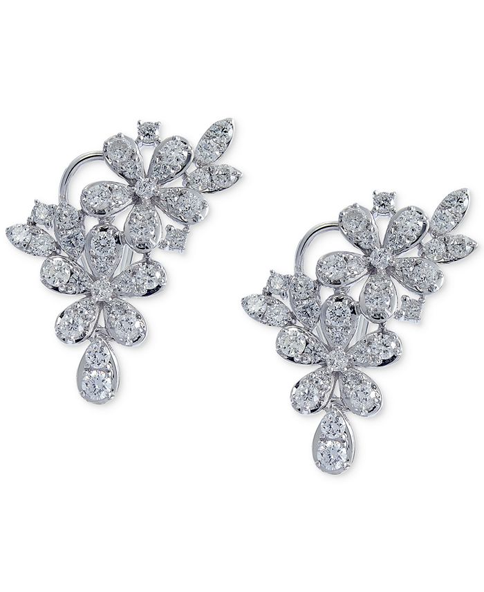 Macy s Diamond Cluster Flower Drop Earrings 1 7 8 ct. t.w. in