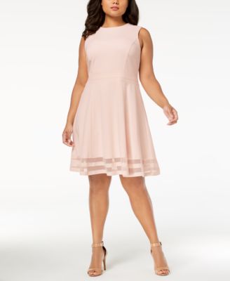 calvin klein illusion trim fit and flare dress