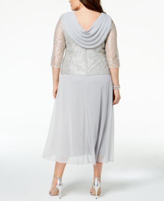 Alex Evenings Plus Size Embroidered-Overlay Dress
