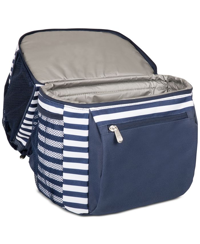 Oniva by Picnic Time Navy White Striped Zuma Cooler Backpack