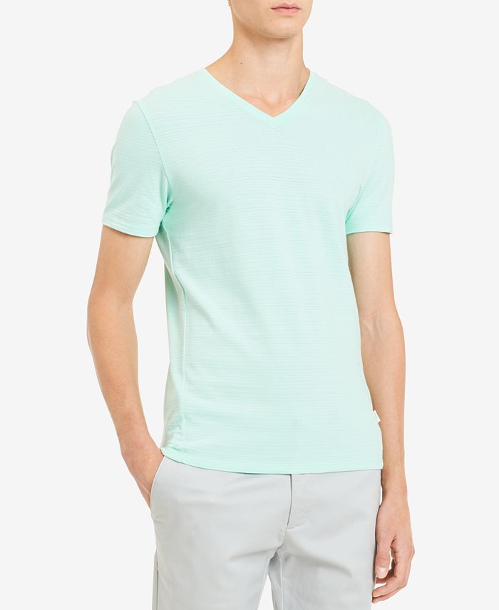 Calvin Klein Men's Textured Stripe V-Neck T-Shirt - Macy's
