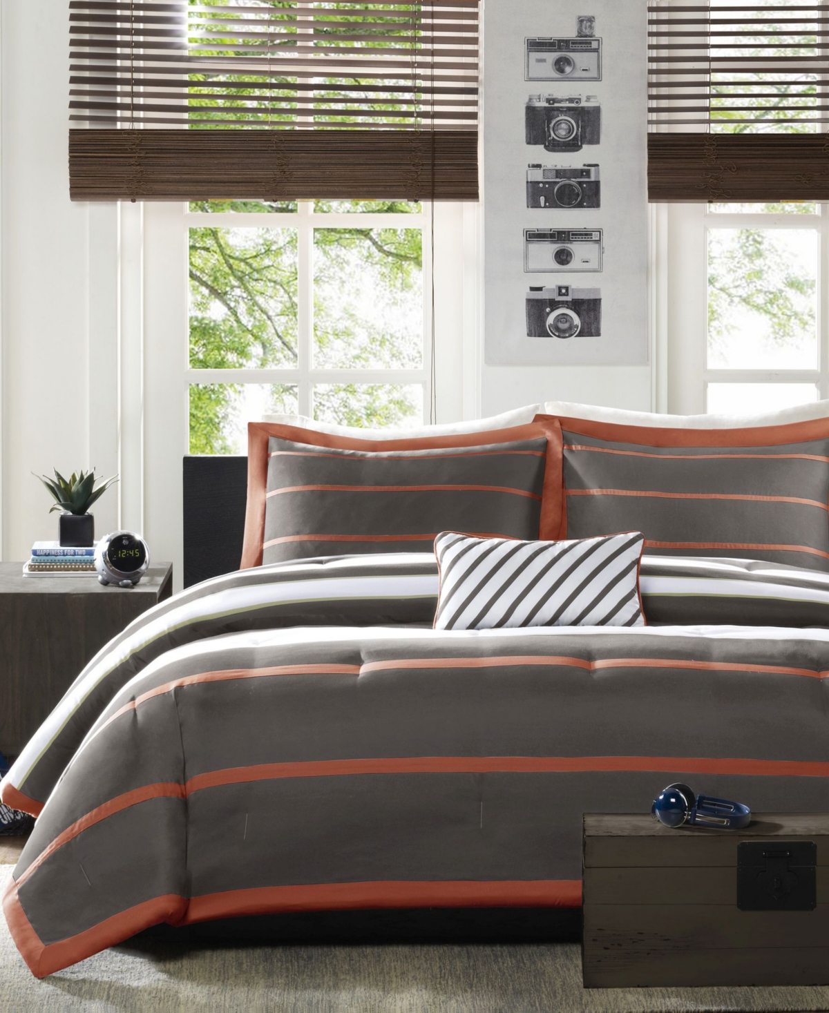 Mi Zone Ashton 3-pc. Twin/twin Xl Comforter Set Bedding In Orange/grey