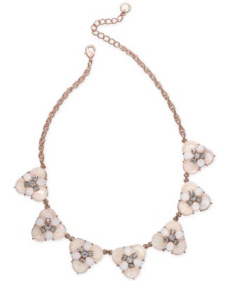 Charter Club - Rose Gold-Tone Crystal & Stone Cluster Statement Necklace, 17" + 2" extender