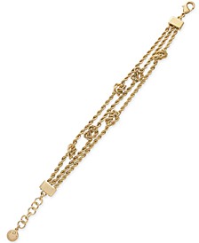 Gold-Tone Knot Triple-Row Link Bracelet, Created for Macy's 