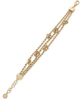 Charter Club Gold-Tone Knot Triple-Row Link Bracelet, Created for Macy ...