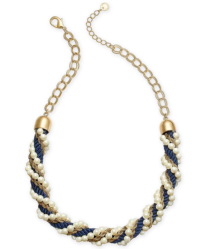 Charter Club GoldTone Beaded Chain & Cord Twist Statement Necklace, 20